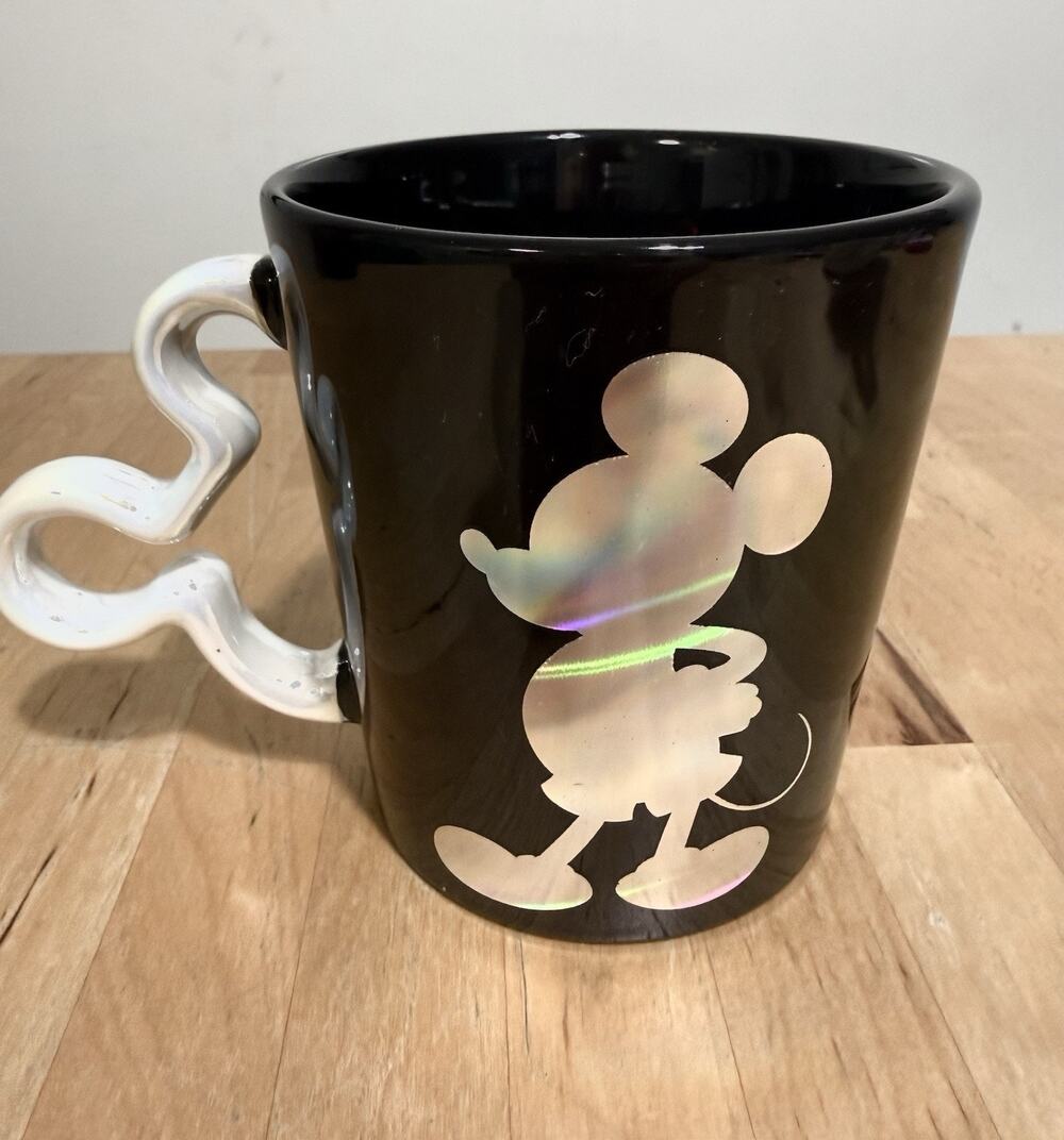 Disney 100 Anniversary Mickey Mouse Ceramic Mug Iridescent Black NEW